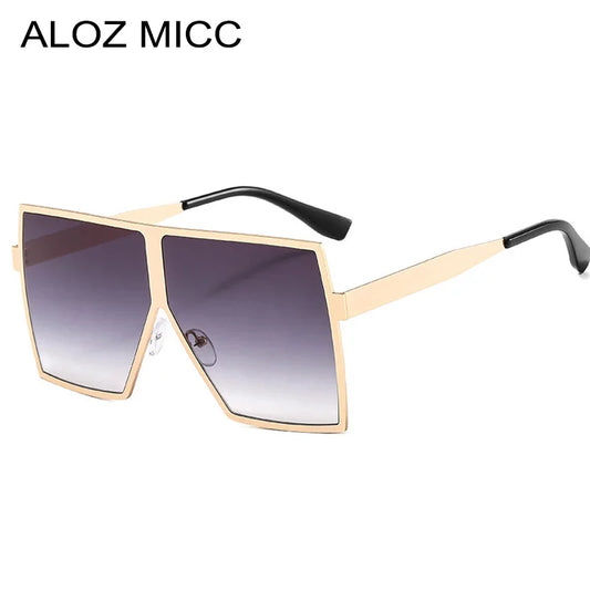 Oversized Mirror Women Square Sunglasses Fashion Female Metal Frame Sunglasses Men Vintage Eyewear Big Shades UV400 Q807